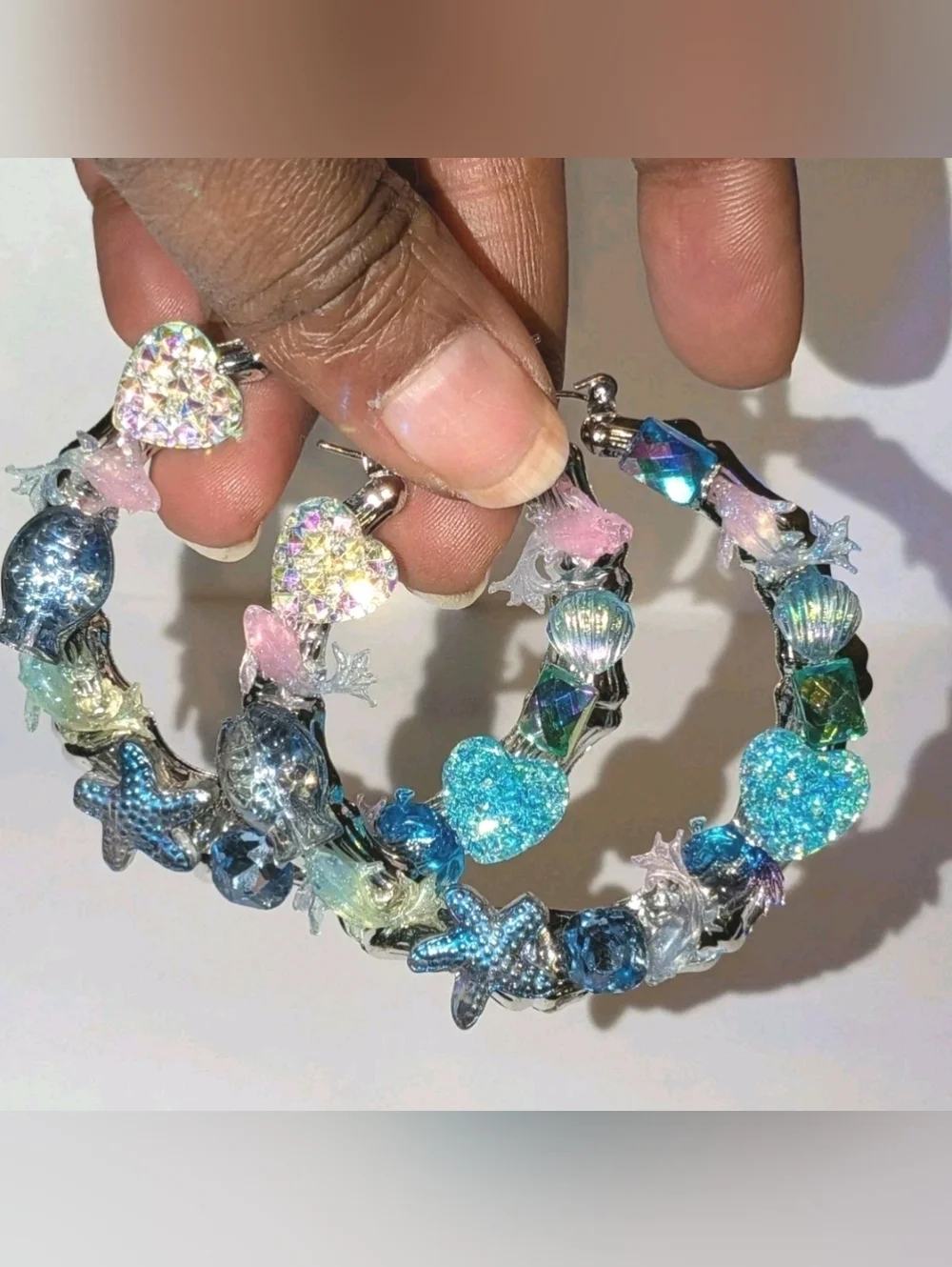 Sea Treasures-Hand Crafted Large Hoop Earrings